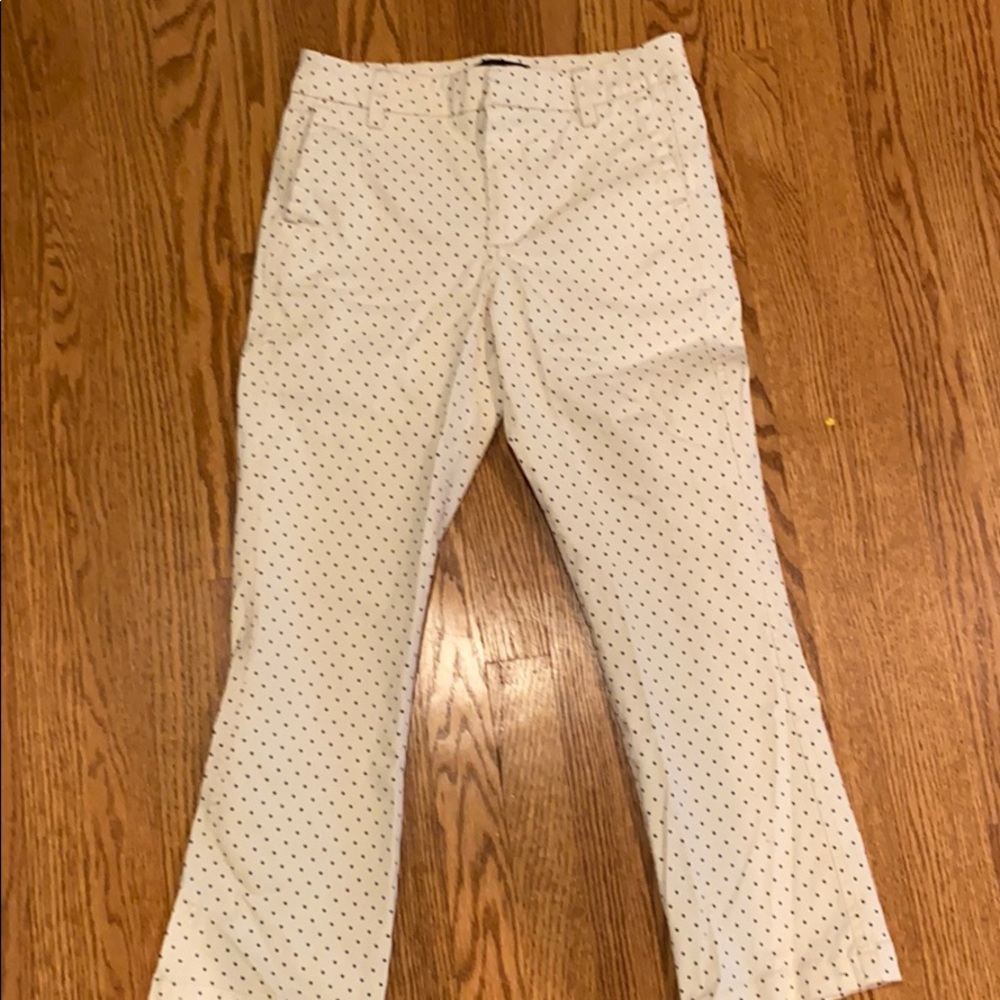 JCrew cream colored polka dot pants